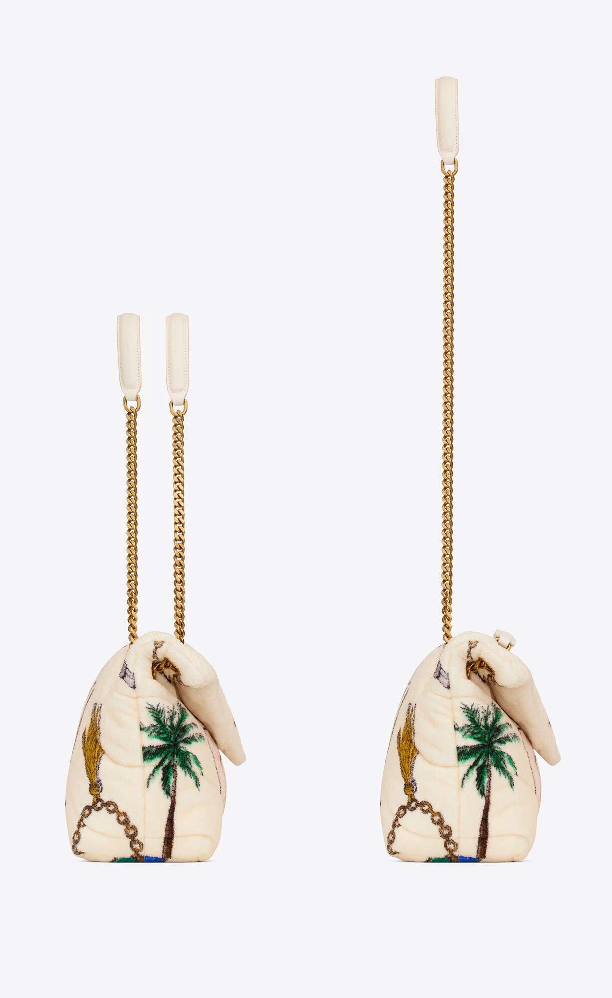 puffer small chain bag in quilted terrycloth multicolor and white puffer small chain bag in quilted terrycloth multicolor and white