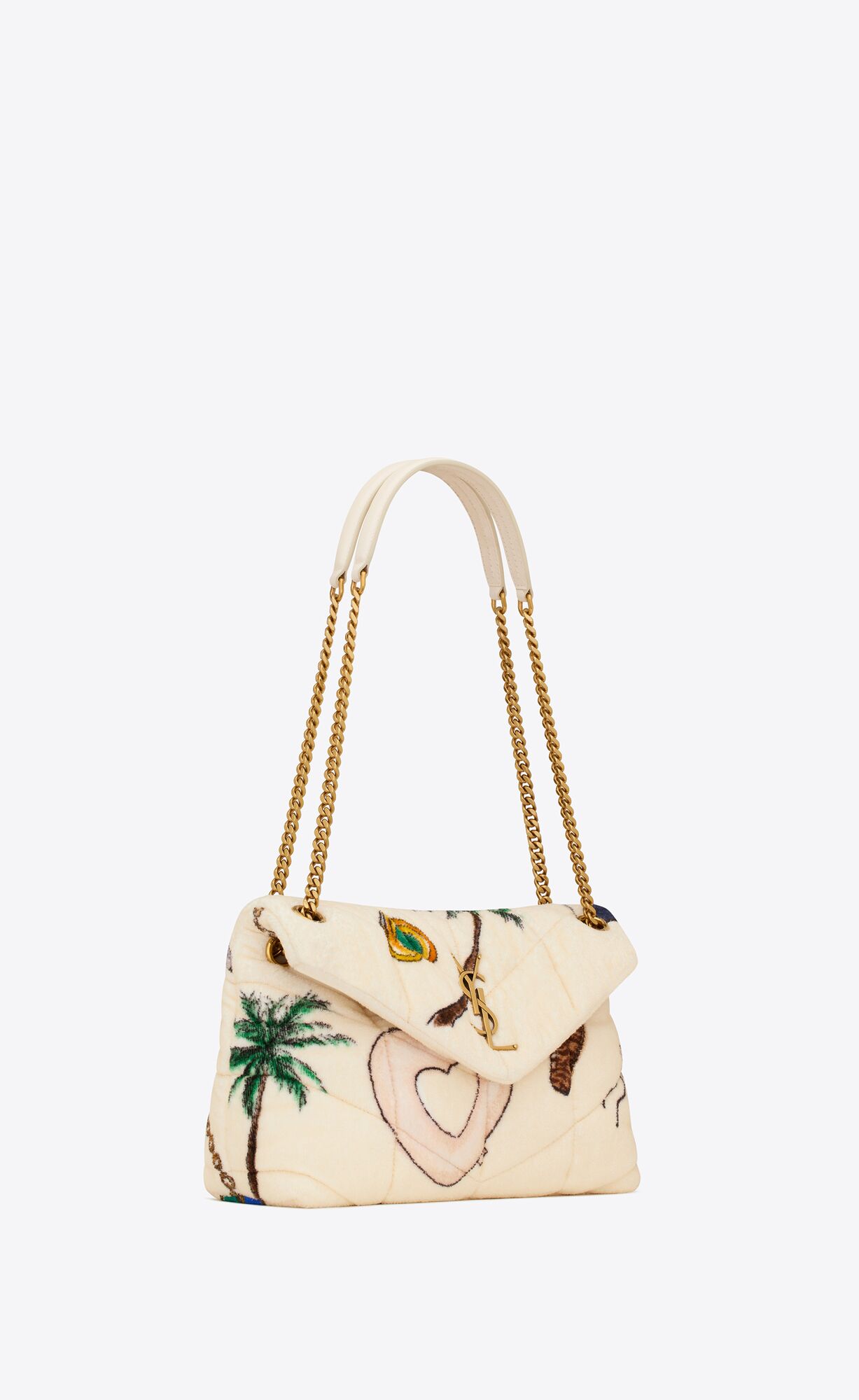 puffer small chain bag in quilted terrycloth multicolor and white puffer small chain bag in quilted terrycloth multicolor and white