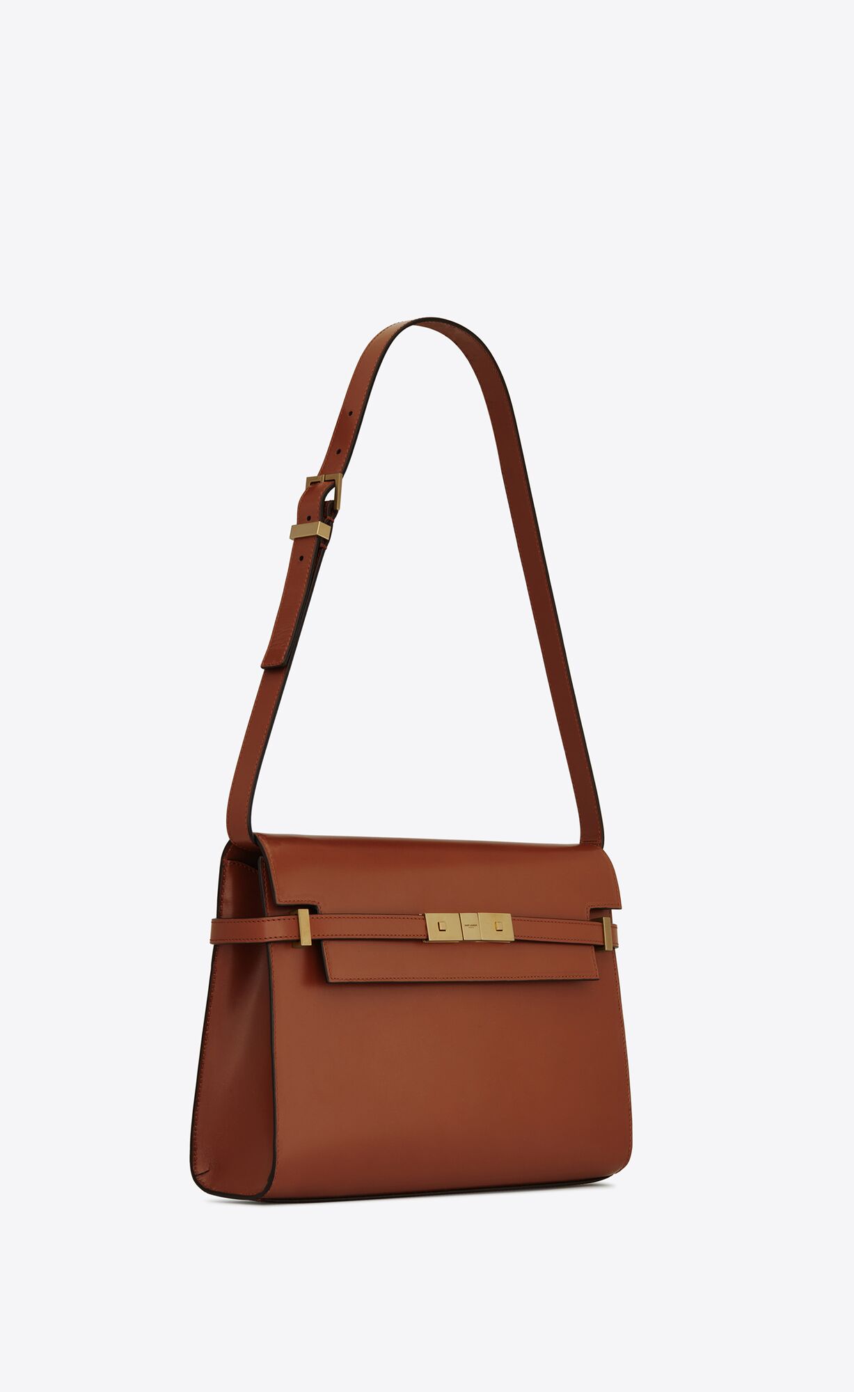manhattan shoulder bag in box saint laurent leather brick & dark ebene manhattan shoulder bag in box saint laurent leather brick & dark ebene