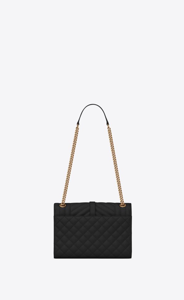 medium envelope in quilted grain de poudre embossed leather noir