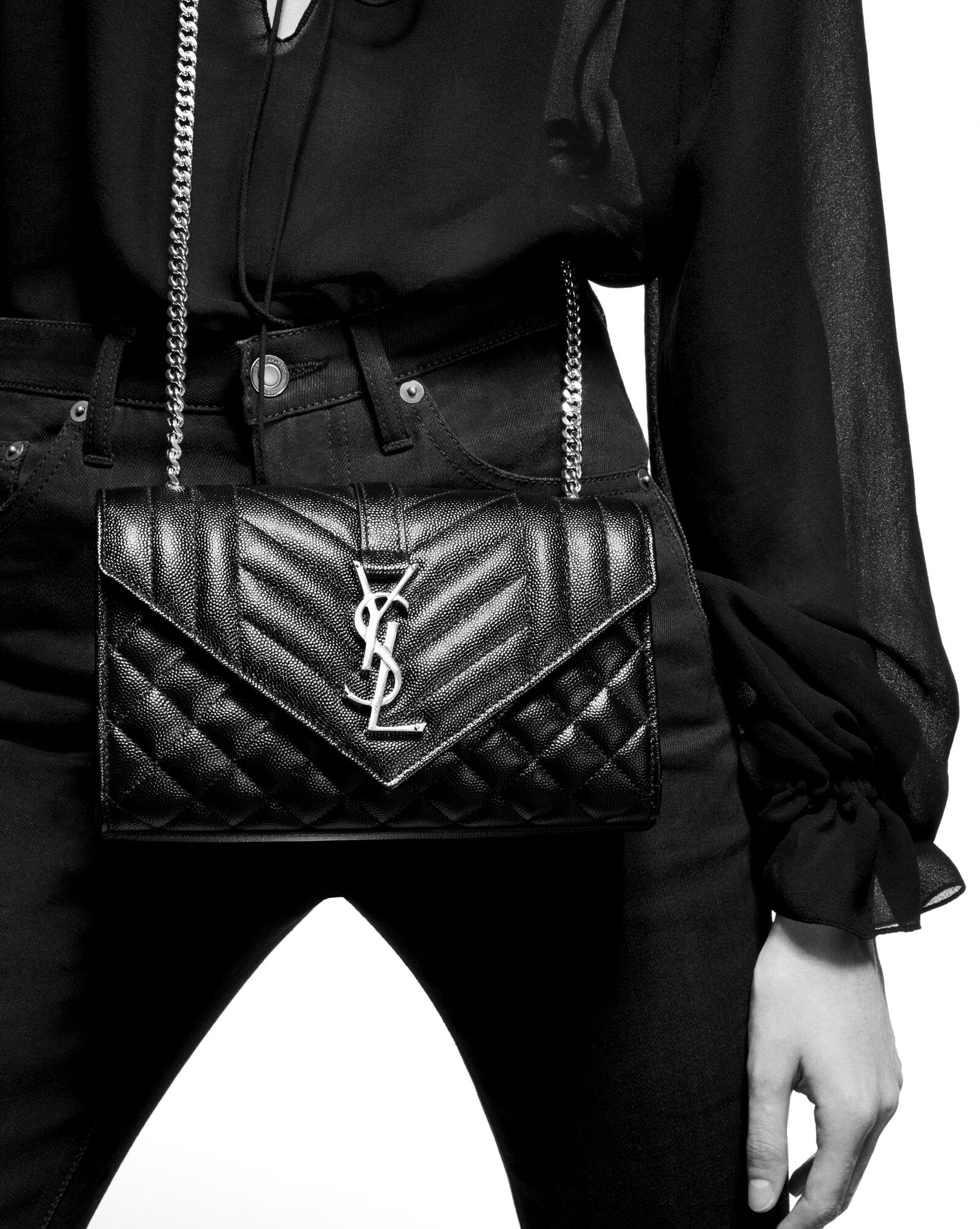 small envelope in quilted nappa leather black small envelope in quilted nappa leather black
