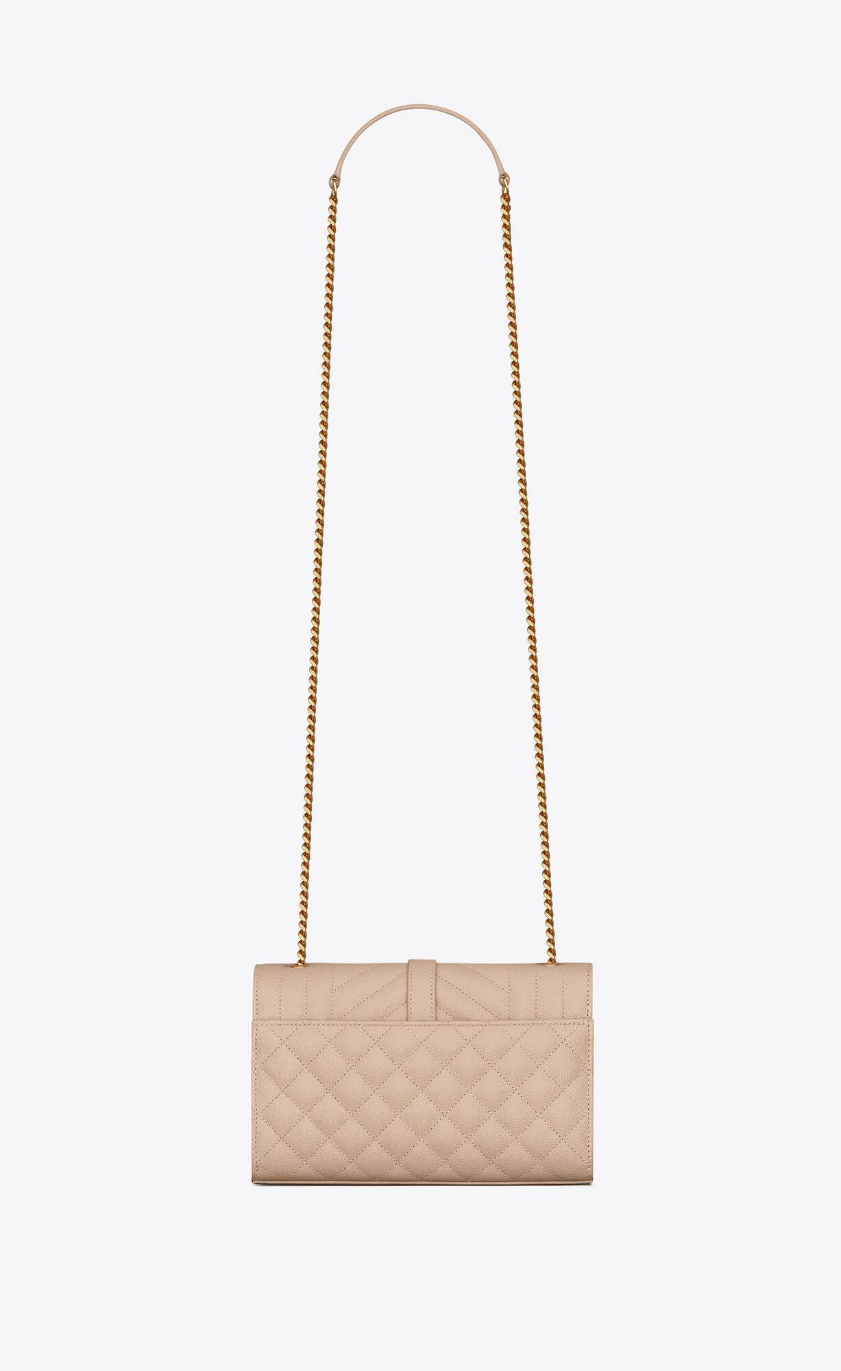 small envelope in quilted grain de poudre embossed leather dark beige small envelope in quilted grain de poudre embossed leather dark beige