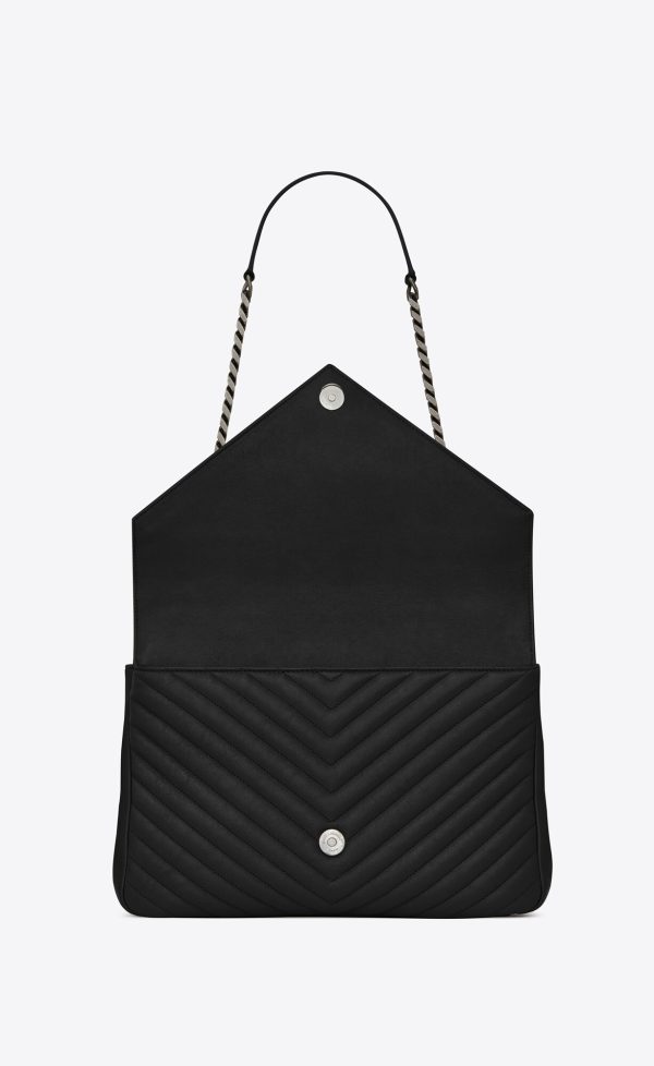 large college in quilted leather black