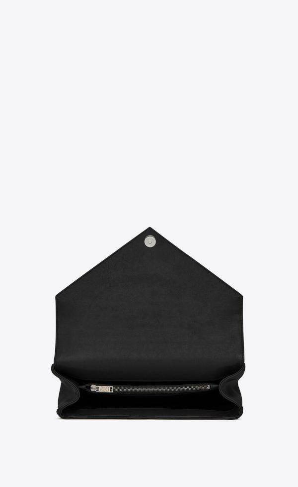 large college in quilted leather black