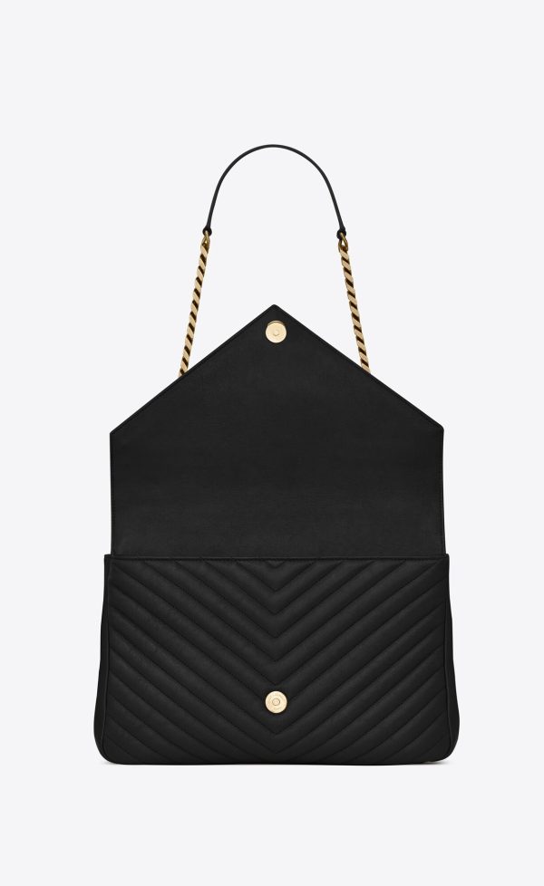 large college in quilted leather black