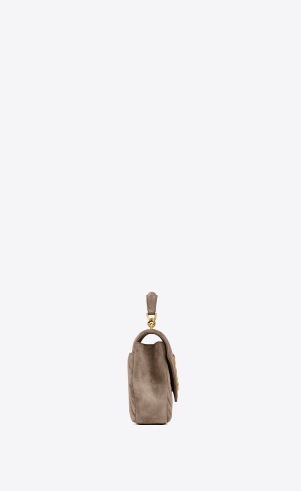 medium college in quilted suede taupe