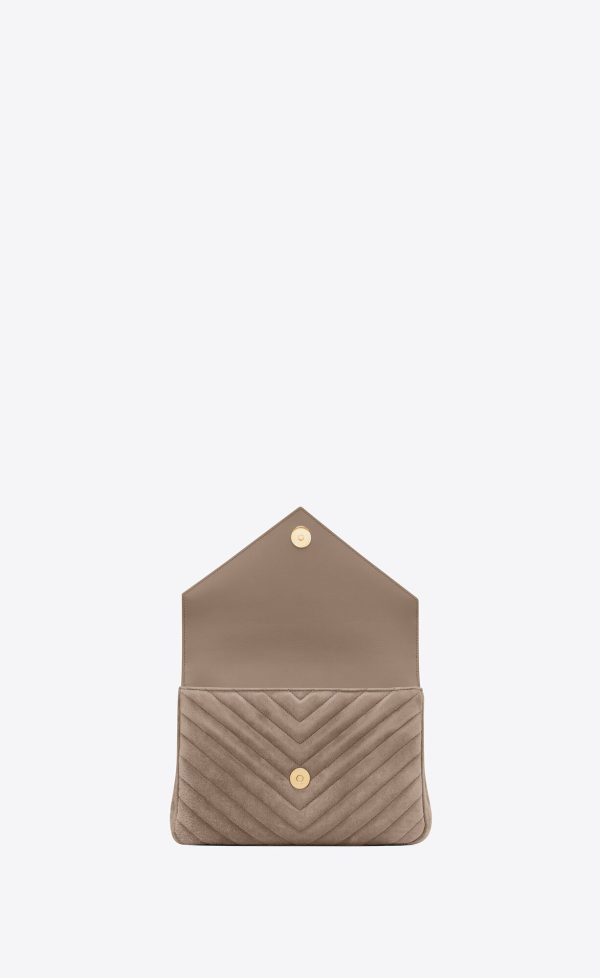 medium college in quilted suede taupe