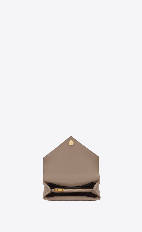 medium college in quilted suede taupe