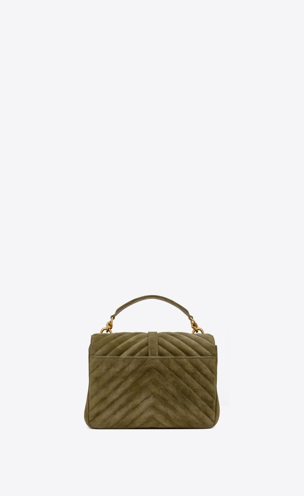 medium college in quilted suede loden green