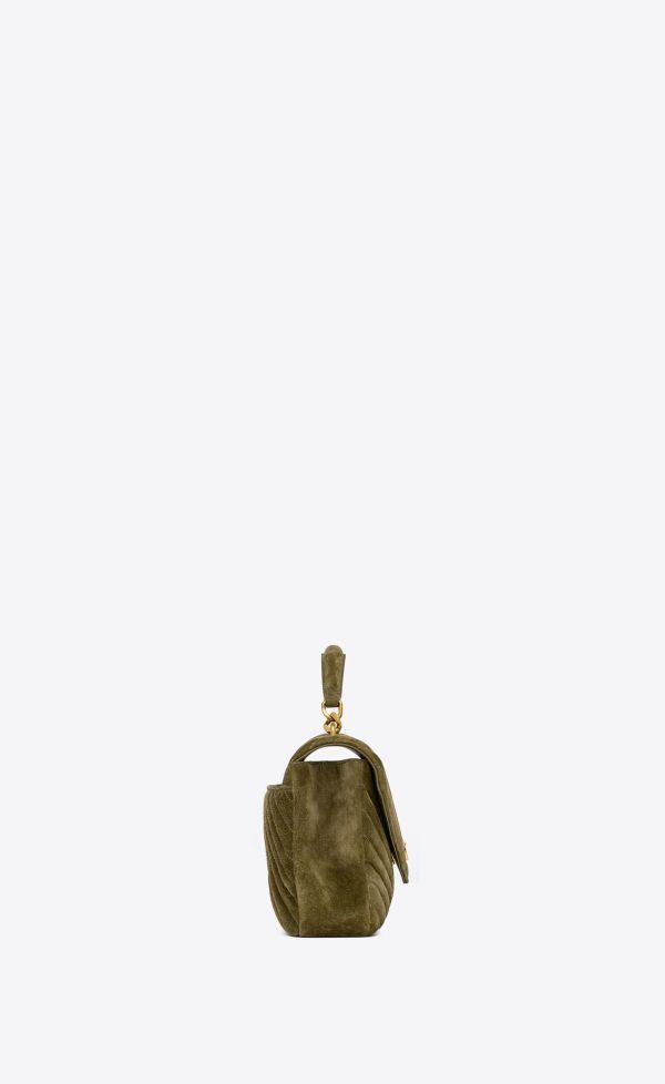 medium college in quilted suede loden green