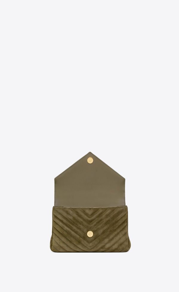 medium college in quilted suede loden green