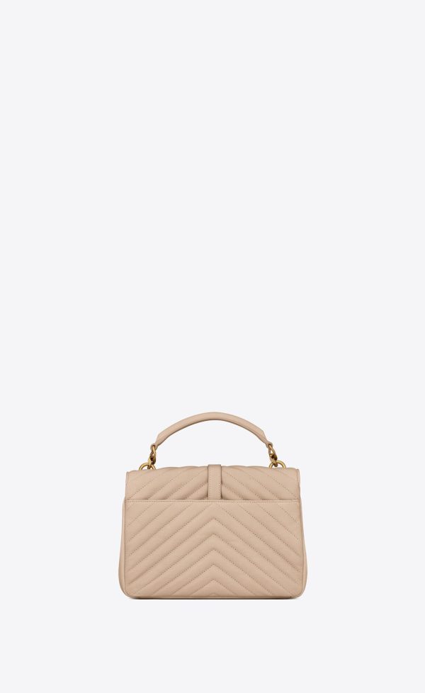 medium college in quilted leather dark beige