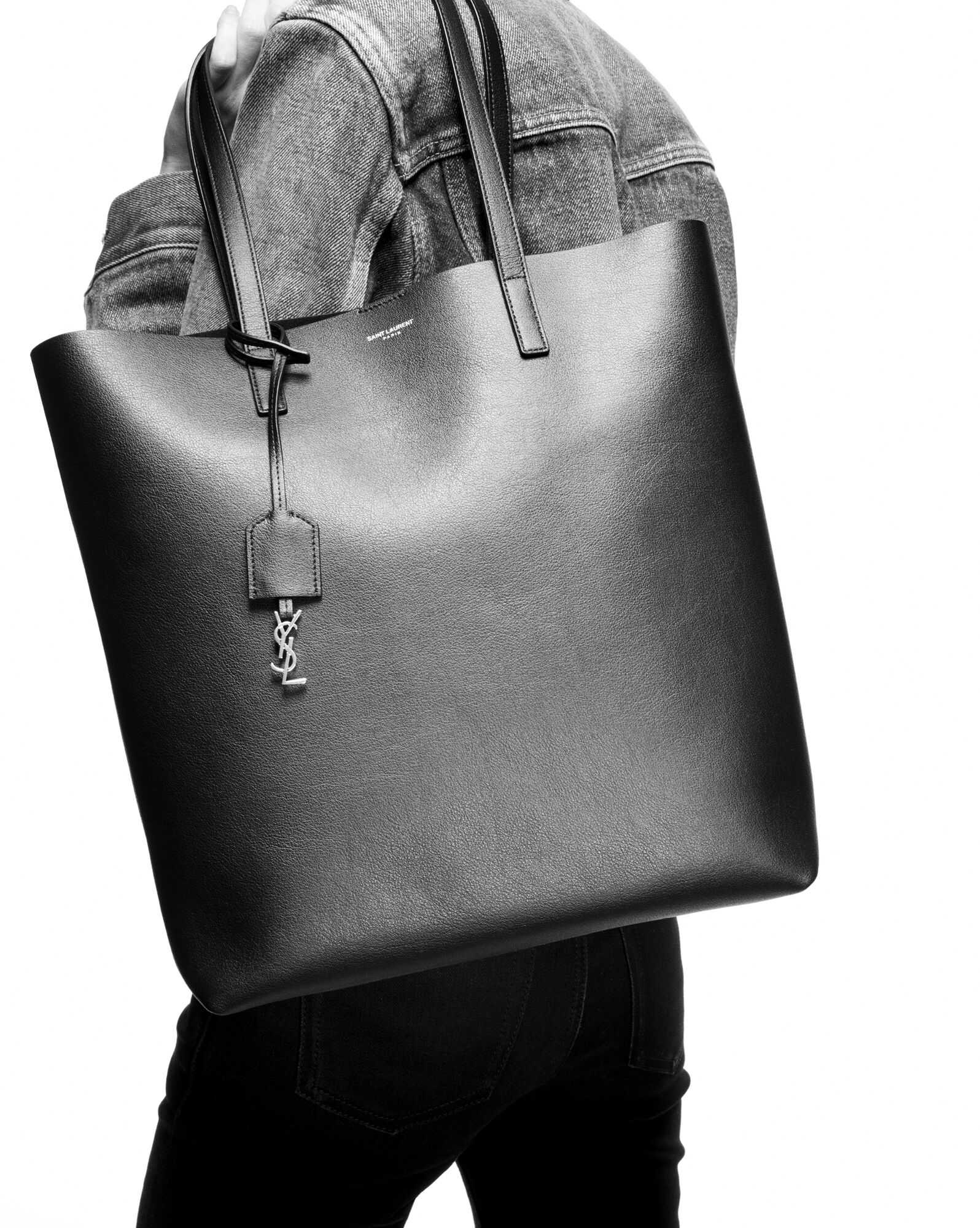 shopping saint laurent in leather greyish brown shopping saint laurent in leather greyish brown