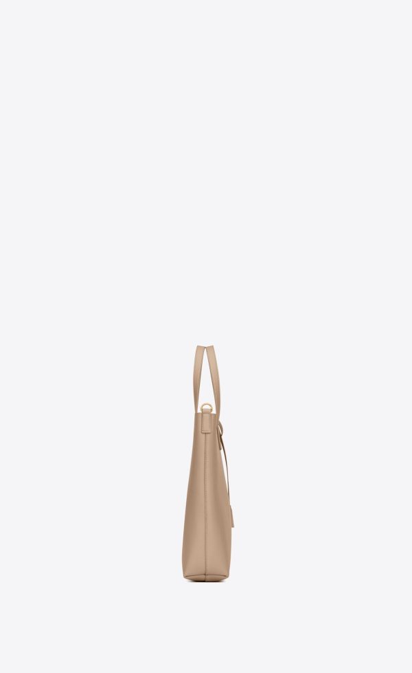 shopping saint laurent in leather dark beige