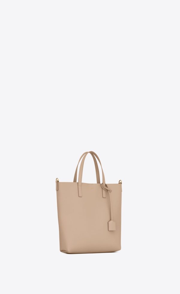 shopping saint laurent in leather dark beige