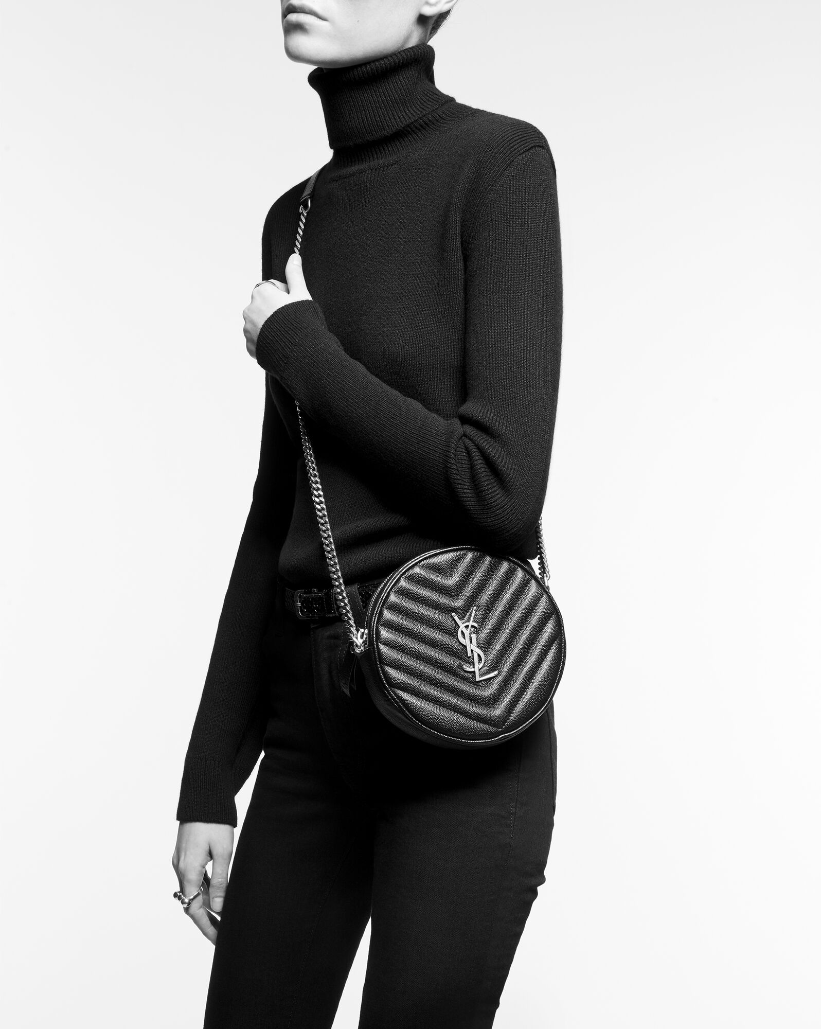 vinyle round camera bag in chevron quilted grain de poudre embossed leather black vinyle round camera bag in chevron quilted grain de poudre embossed leather black