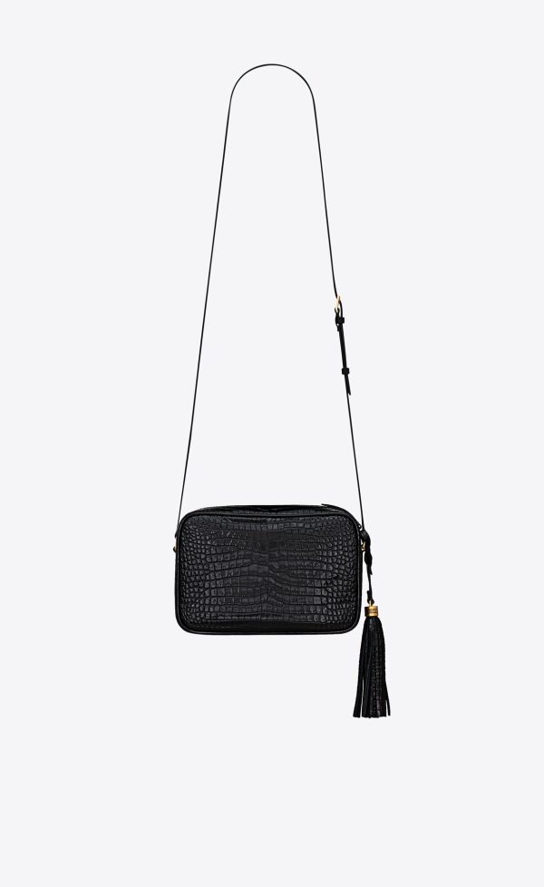 lou in crocodile embossed leather black