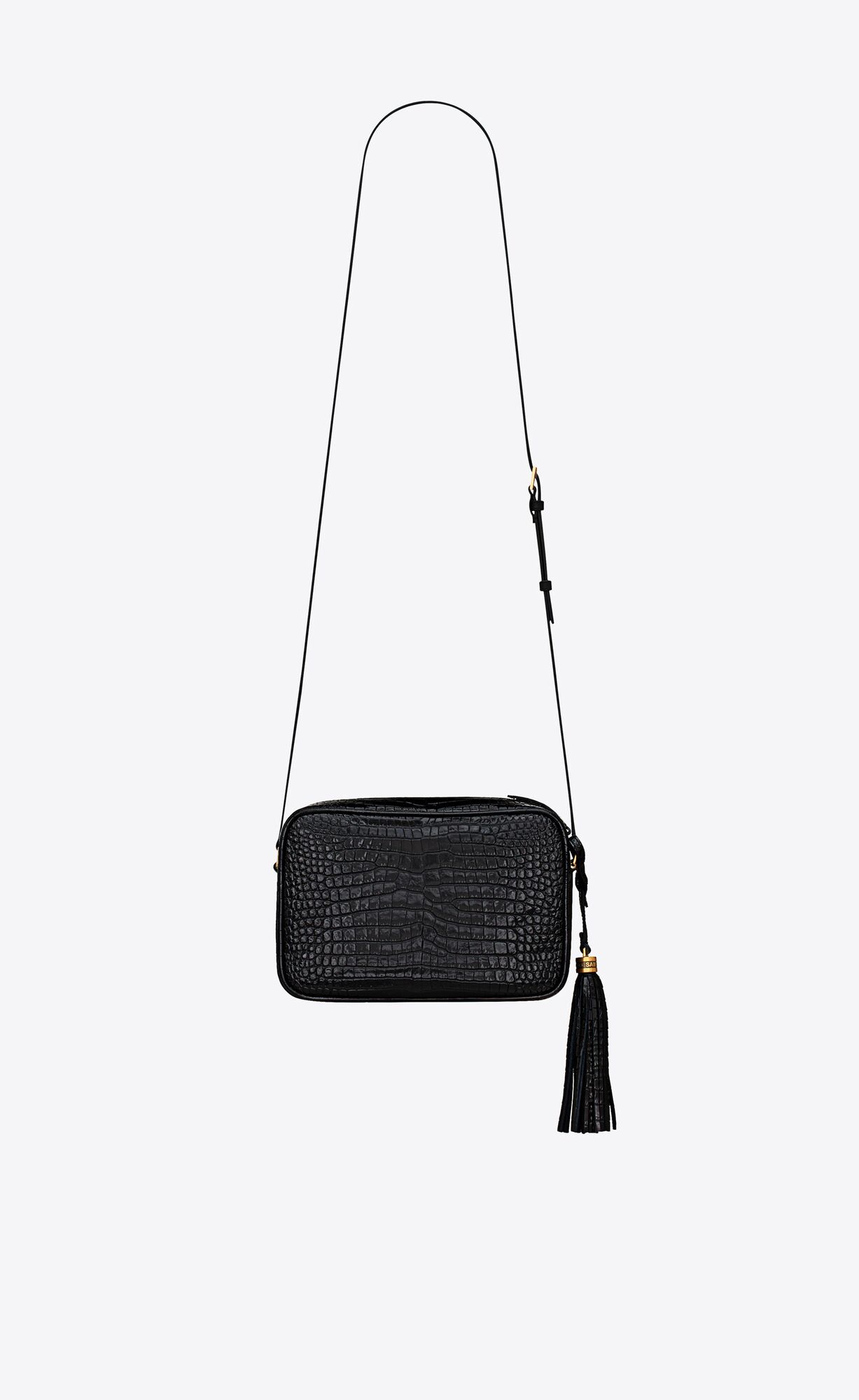 lou in crocodile embossed leather black lou in crocodile embossed leather black