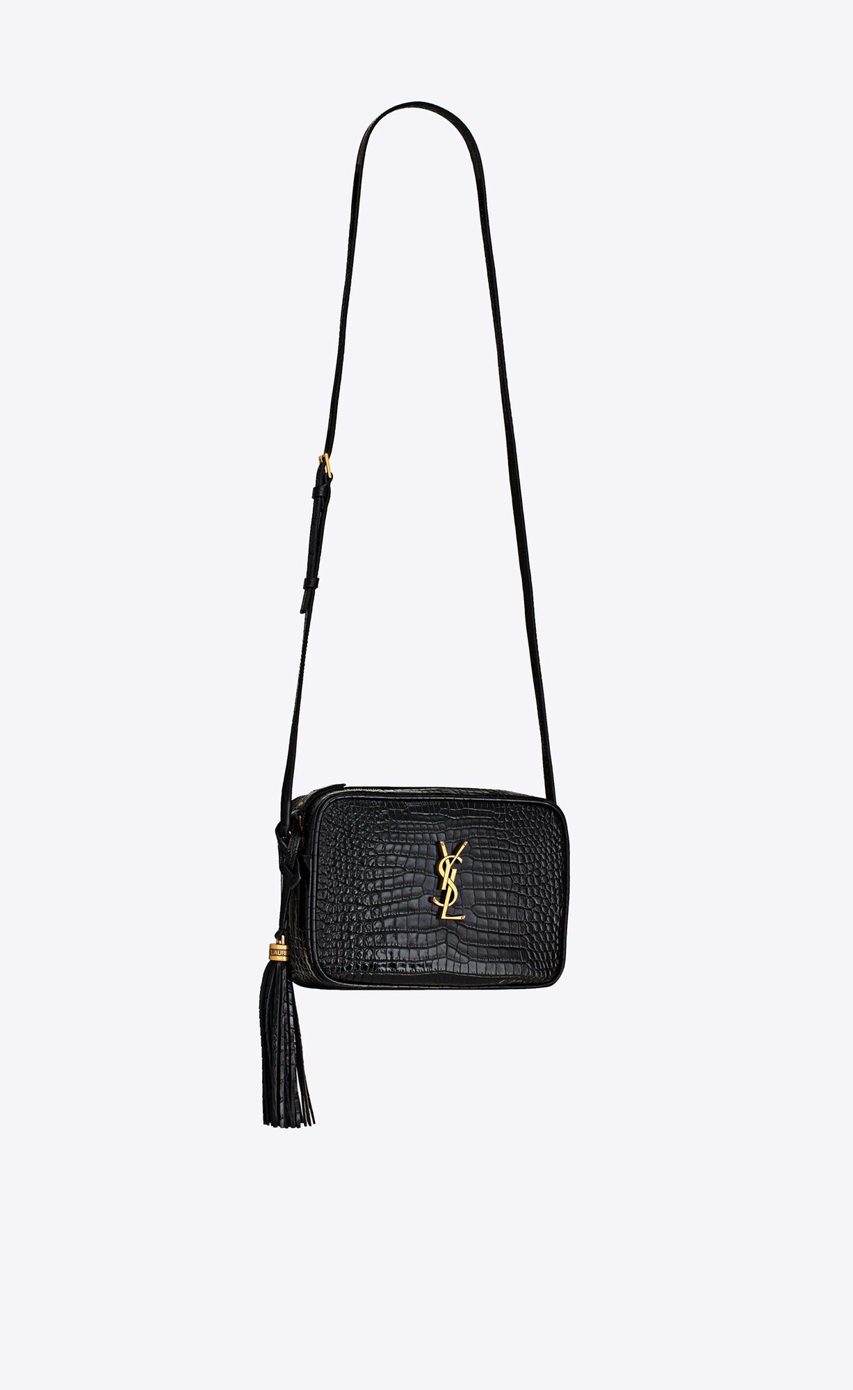lou in crocodile embossed leather black lou in crocodile embossed leather black