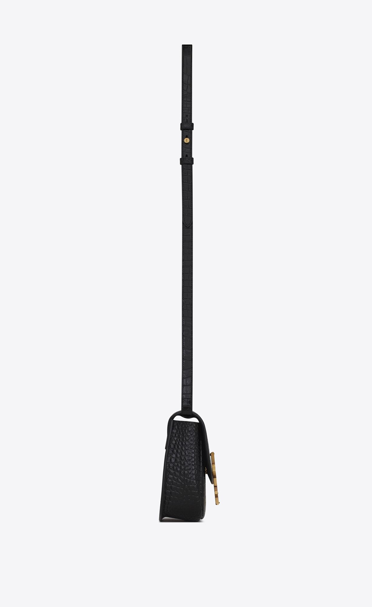 kaia small satchel in shiny crocodile embossed leather noir kaia small satchel in shiny crocodile embossed leather noir