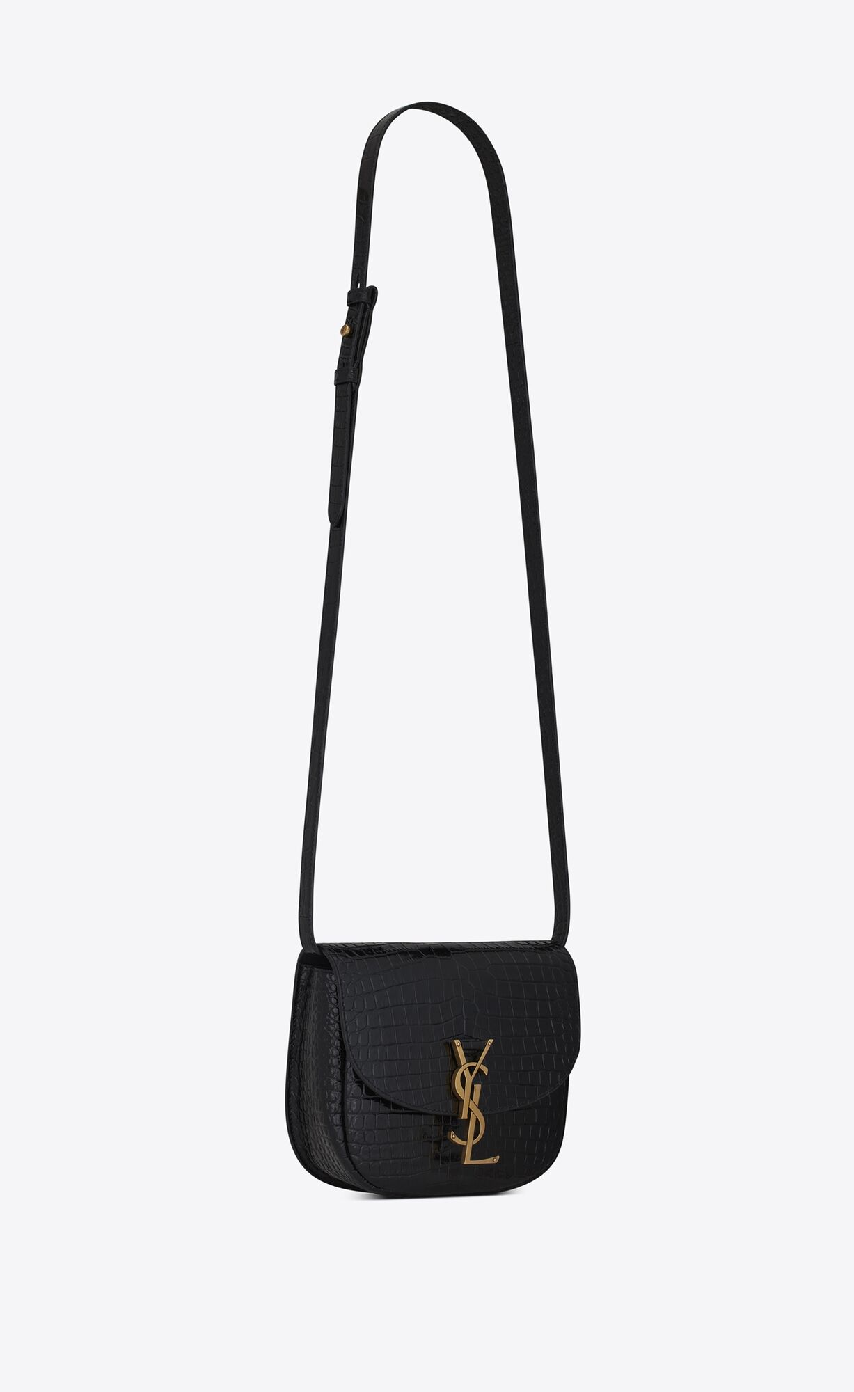 kaia small satchel in shiny crocodile embossed leather noir kaia small satchel in shiny crocodile embossed leather noir