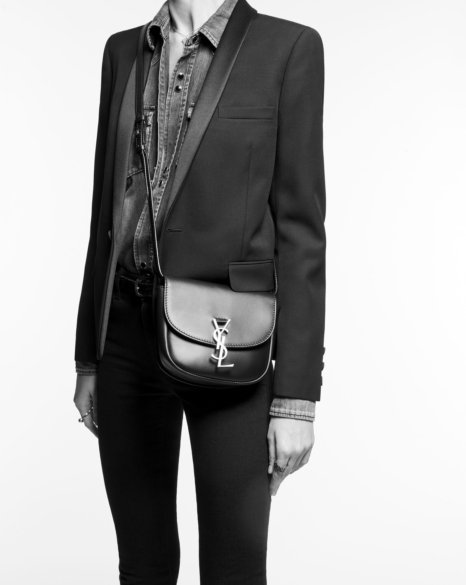 kaia small satchel in shiny crocodile embossed leather noir kaia small satchel in shiny crocodile embossed leather noir