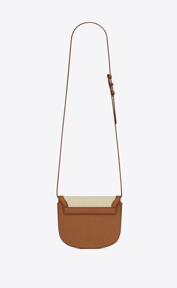 kaia small in canvas and vegetable tanned leather beige and brick
