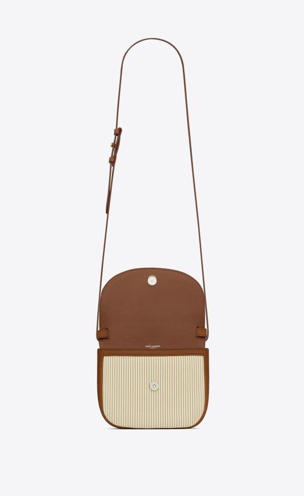 kaia small in canvas and vegetable tanned leather beige and brick