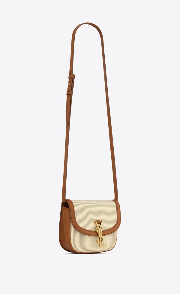 kaia small in canvas and vegetable tanned leather beige and brick