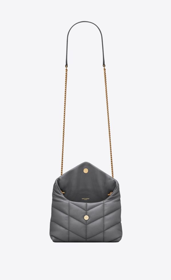 puffer toy bag in quilted lambskin storm