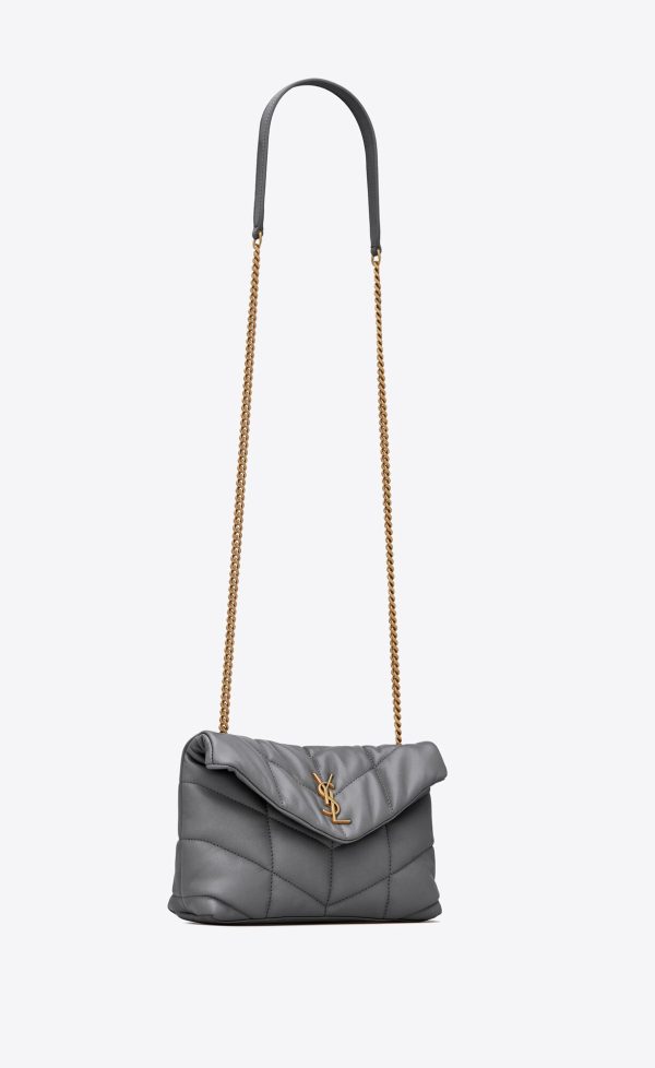 puffer toy bag in quilted lambskin storm