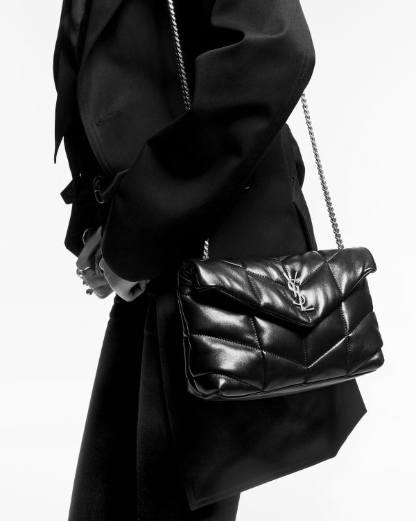 puffer toy bag in quilted lambskin storm