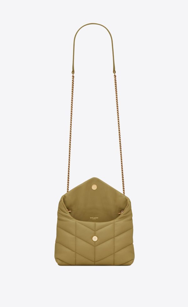 puffer toy bag in quilted lambskin hazel green