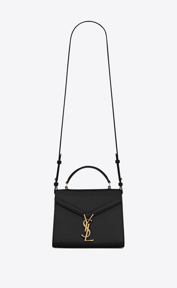 cassandra mini top handle bag in box saint laurent leather black