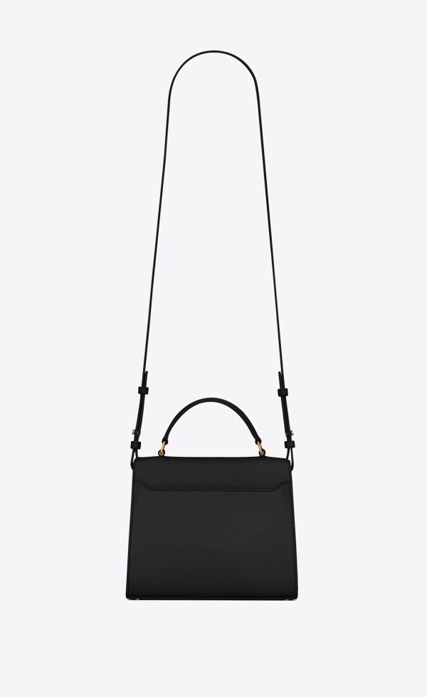cassandra mini top handle bag in box saint laurent leather black