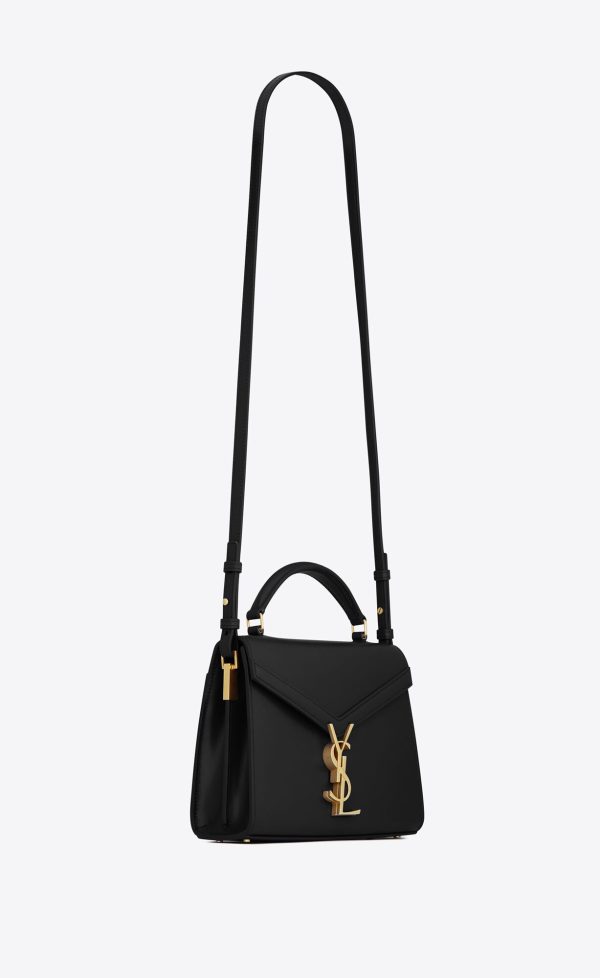 cassandra mini top handle bag in box saint laurent leather black