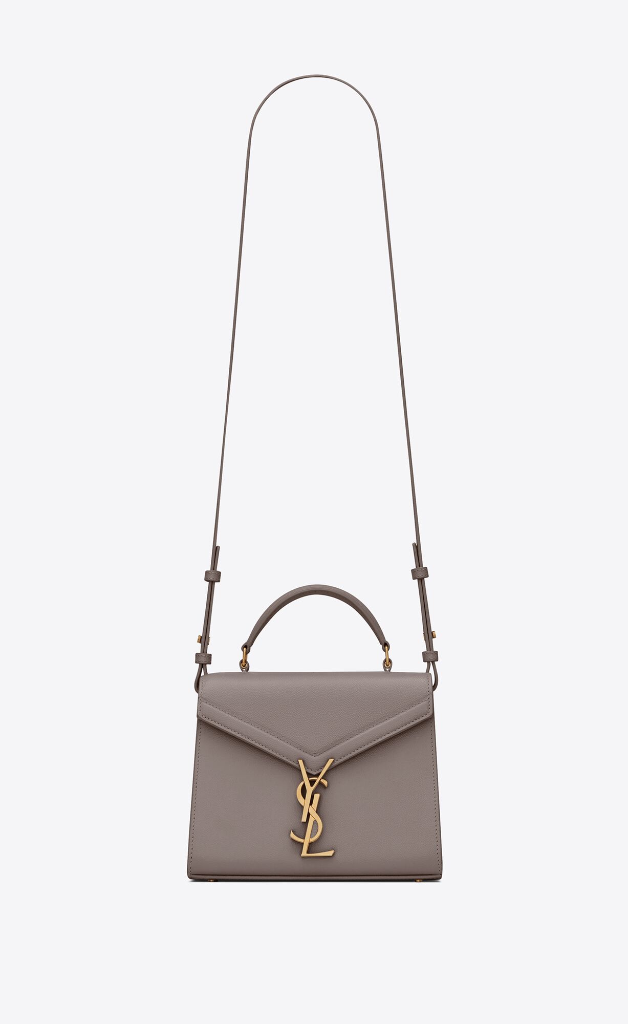 cassandra mini top handle bag in grain de poudre embossed leather fog cassandra mini top handle bag in grain de poudre embossed leather fog