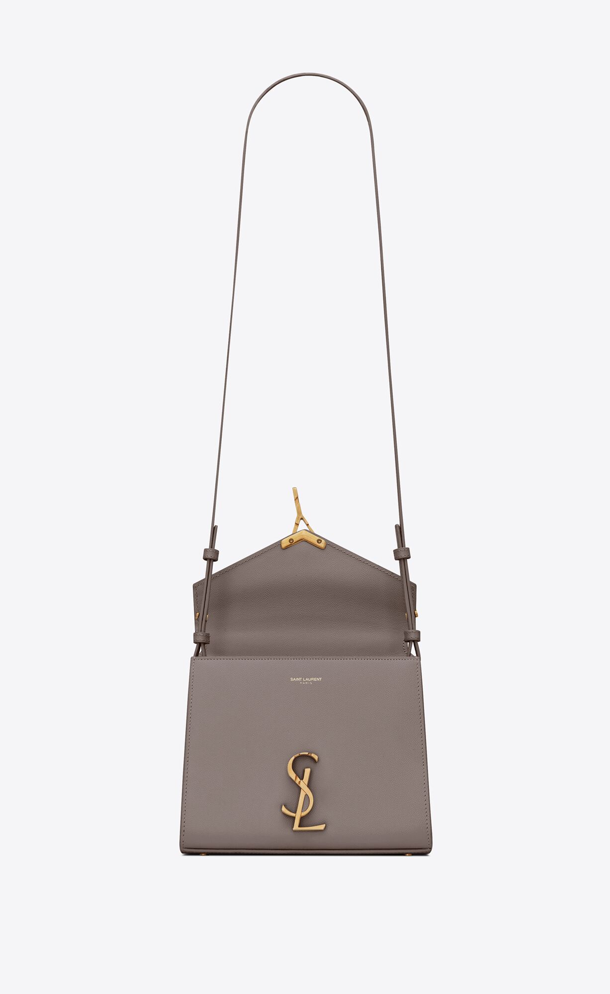 cassandra mini top handle bag in grain de poudre embossed leather fog cassandra mini top handle bag in grain de poudre embossed leather fog