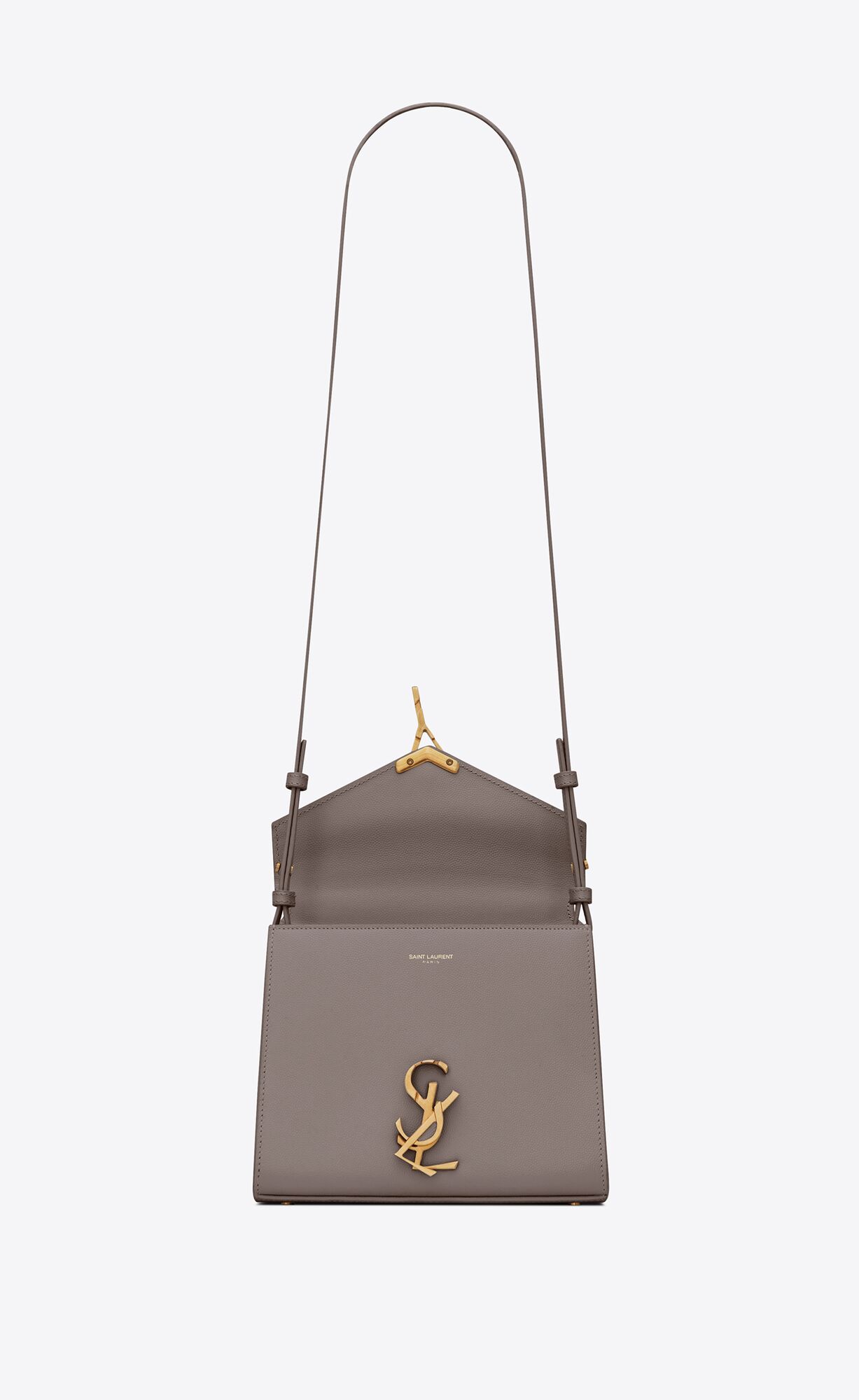 cassandra mini top handle bag in grain de poudre embossed leather fog cassandra mini top handle bag in grain de poudre embossed leather fog