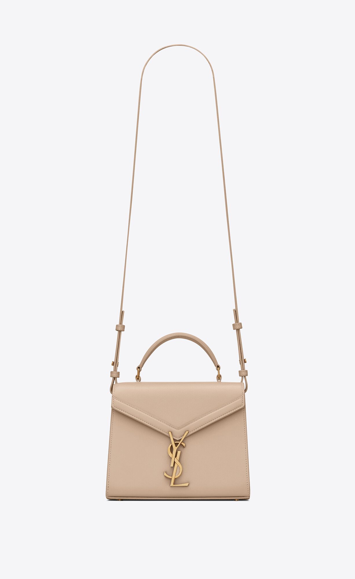 cassandra mini top handle bag in grain de poudre embossed leather dark beige cassandra mini top handle bag in grain de poudre embossed leather dark beige