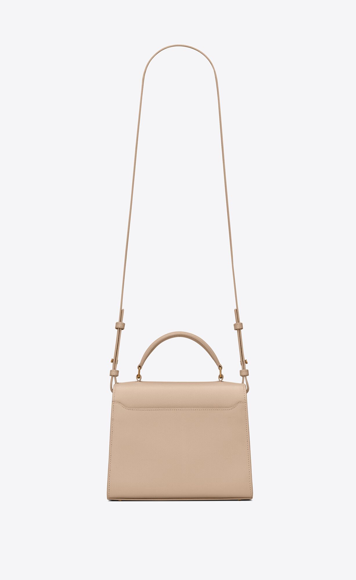 cassandra mini top handle bag in grain de poudre embossed leather dark beige cassandra mini top handle bag in grain de poudre embossed leather dark beige