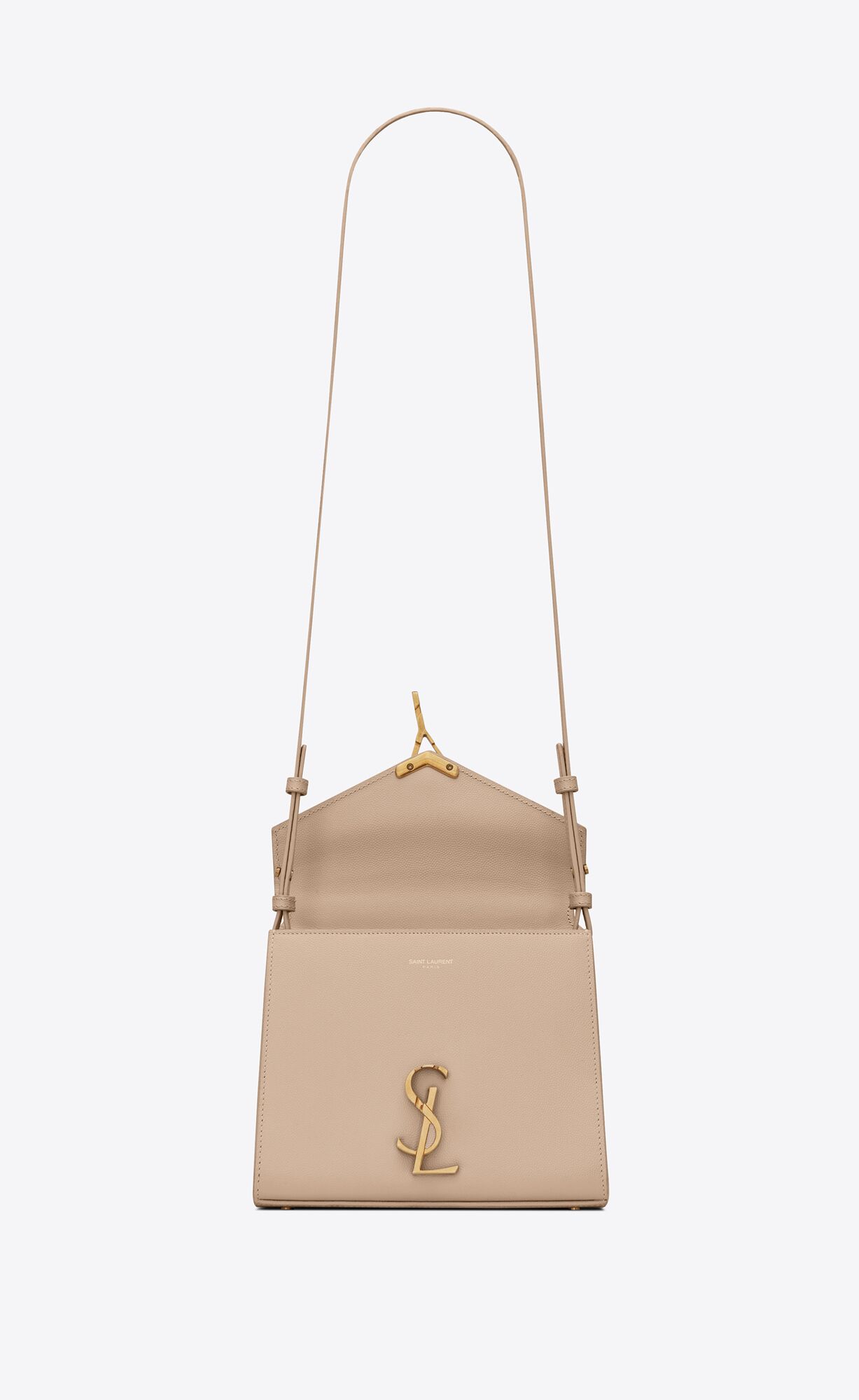 cassandra mini top handle bag in grain de poudre embossed leather dark beige cassandra mini top handle bag in grain de poudre embossed leather dark beige