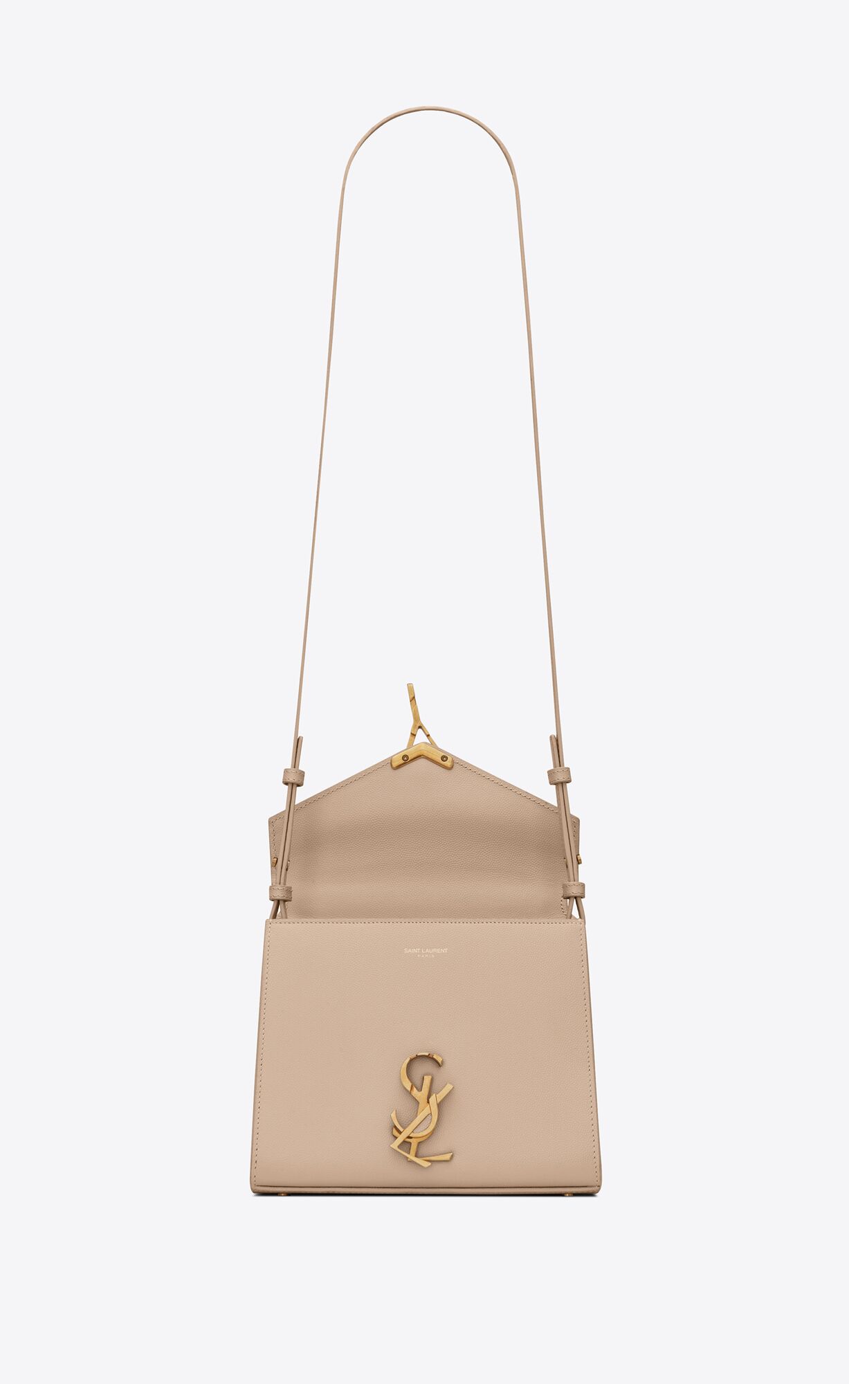 cassandra mini top handle bag in grain de poudre embossed leather dark beige cassandra mini top handle bag in grain de poudre embossed leather dark beige