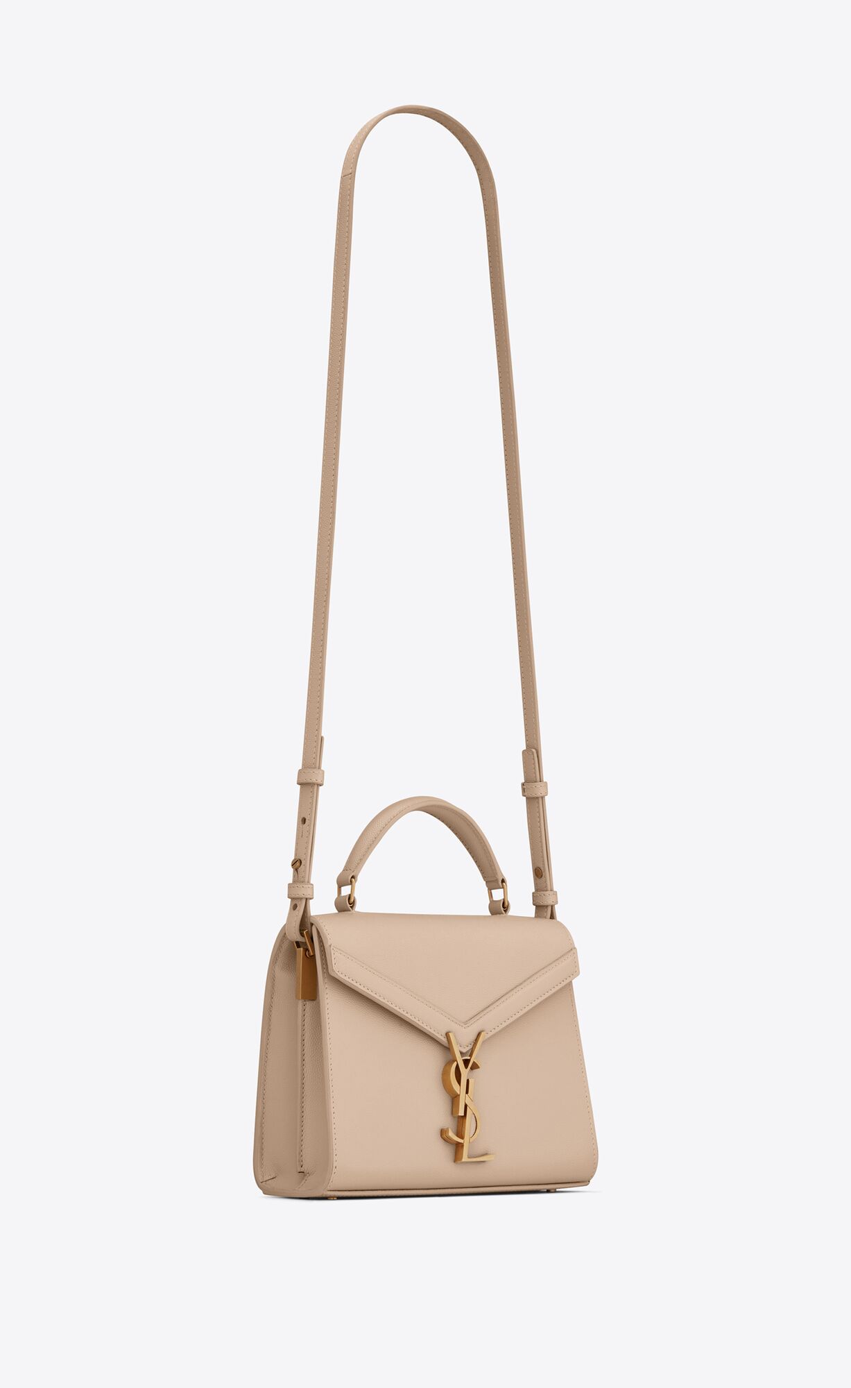 cassandra mini top handle bag in grain de poudre embossed leather dark beige cassandra mini top handle bag in grain de poudre embossed leather dark beige