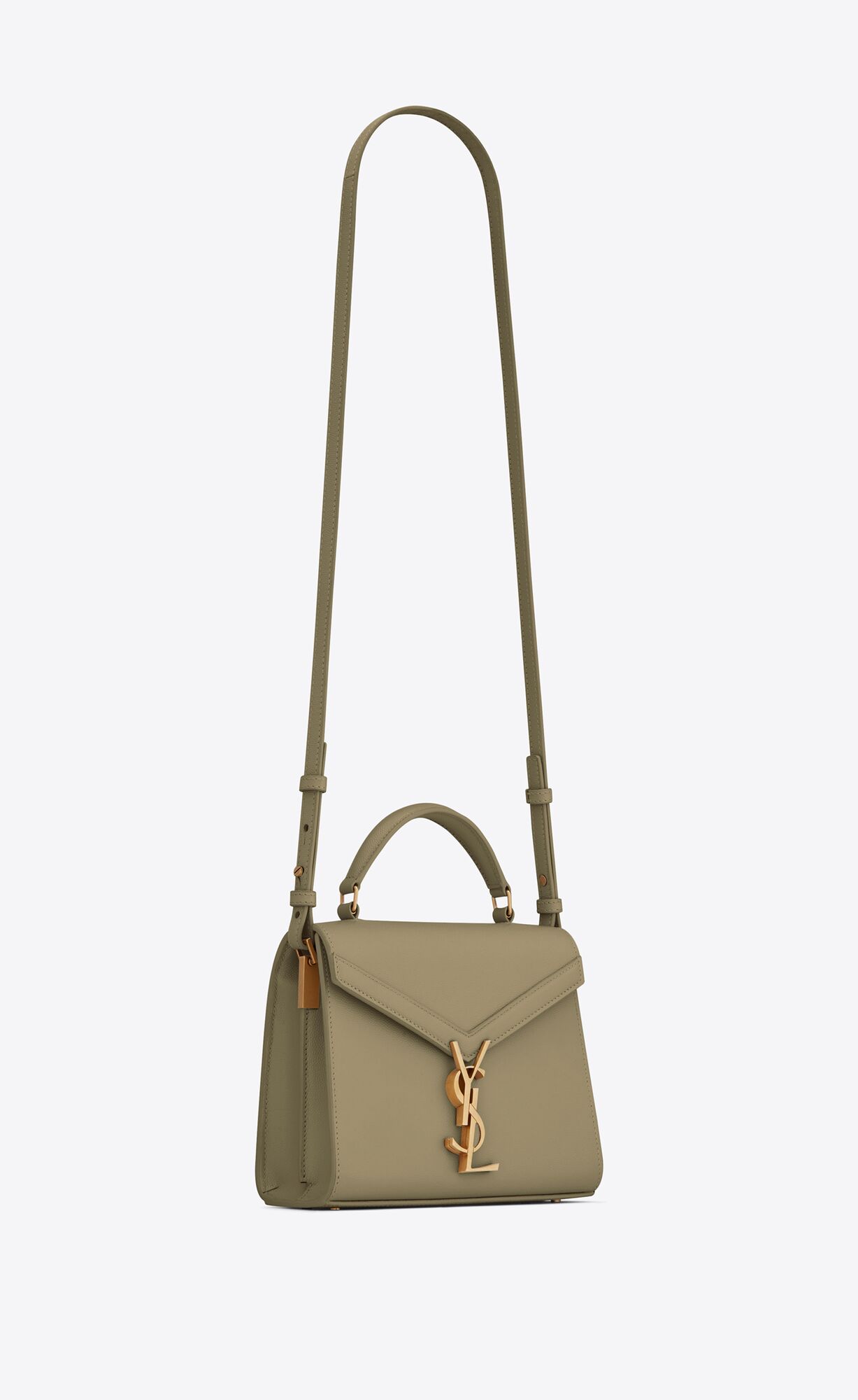 cassandra mini top handle in grain de poudre embossed leather vert kaki cassandra mini top handle in grain de poudre embossed leather vert kaki