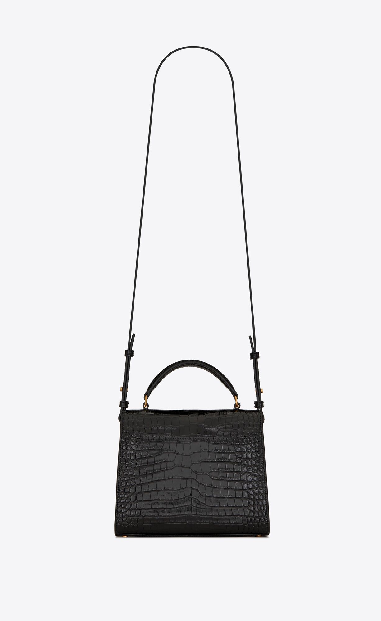 cassandra mini top handle bag in crocodile embossed shiny leather black cassandra mini top handle bag in crocodile embossed shiny leather black