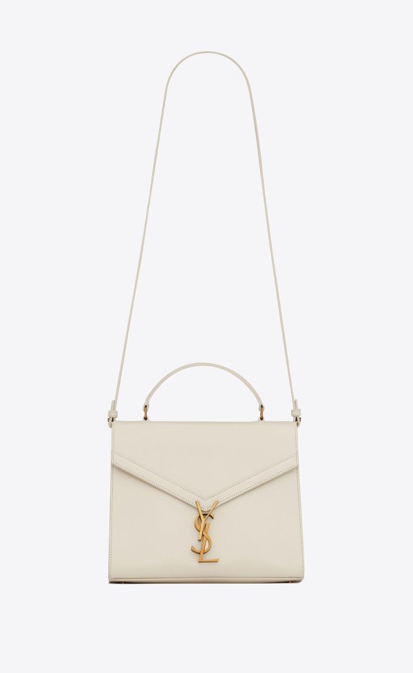 cassandra medium top handle bag in box saint laurent leather blanc vintage