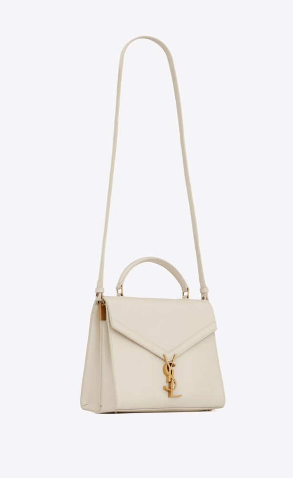 cassandra medium top handle bag in box saint laurent leather blanc vintage