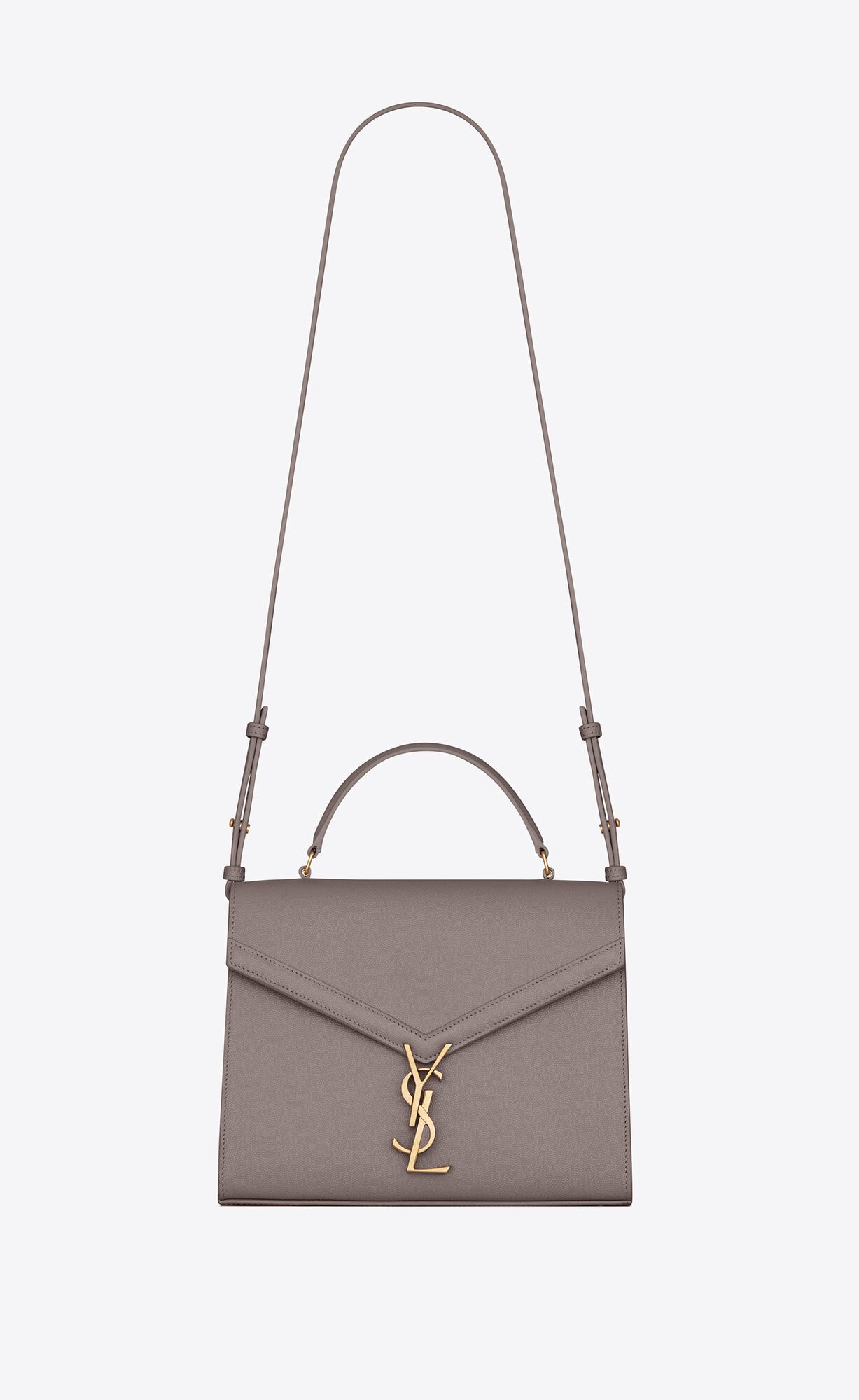 cassandra medium top handle in grain de poudre embossed leather fog cassandra medium top handle in grain de poudre embossed leather fog