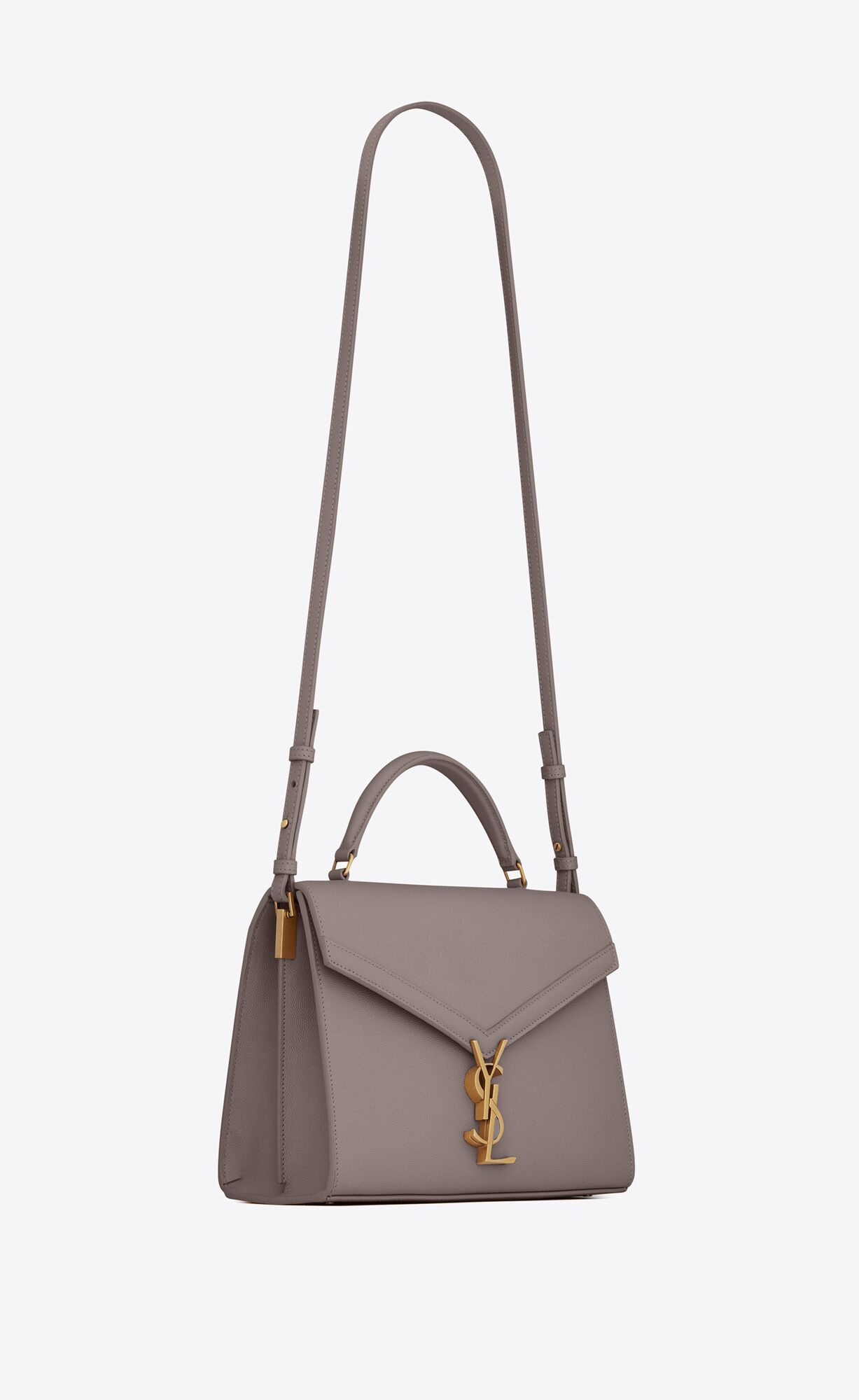 cassandra medium top handle in grain de poudre embossed leather fog cassandra medium top handle in grain de poudre embossed leather fog